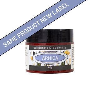 Jar of Arnica with Wildcraft Dispensary label on a white background