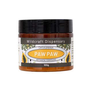 Jar of paw paw botanical compound from Wildcraft Dispensary on a white background