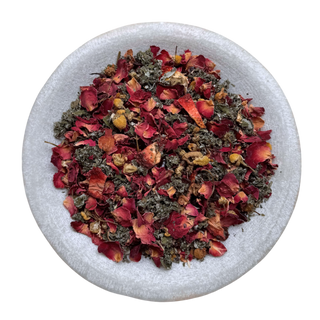 BLUSH & BLOOM HERBAL TEA 50g - Raspberry leaf, fragrant rose & strawberry.
