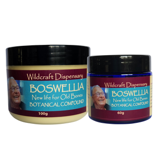 Two containers of Wildcraft Dispensary Boswellia botanical compound for joint comfort and inflammation support in a jar on a white background