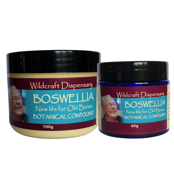 Two containers of Wildcraft Dispensary Boswellia botanical compound for joint comfort and inflammation support in a jar on a white background