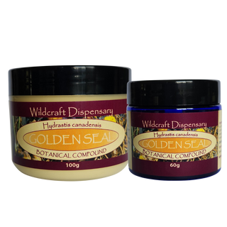 Two jars of Wildcraft Dispensary Golden Seal Botanical Compound for cracked sensitive and slow healing skin on a white background