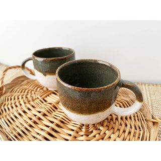Eli.C Studio Sage Green White Handmade Ceramic Mug