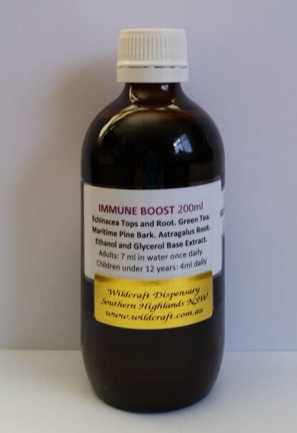 IMMUNE BOOST 200ml Echinacea. Green Tea. Astragalus. Maritime Pine. Ethanol and/or Glycerol base herbal extracts for maximum strength and rapid absorption. Dose is diluted in water.